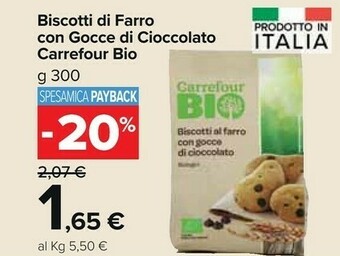 Carrefour Market Carrefour bio biscotti di farro con gocce di cioccolato offerta