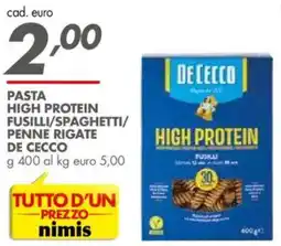 Italmark Pasta high protein fusilli/spaghetti/ penne rigate DE CECCO offerta