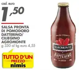 Italmark Salsa pronta di pomodoro datterino/ ciliegino AGROMONTE offerta
