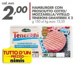 Italmark Hamburger con prosciutto cotto/ mozzarella/vitello teneroni GRANTERRE X 2 offerta