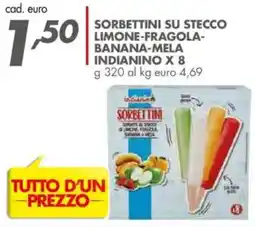 Italmark Sorbettini su stecco limone-fragola- banana-mela INDIANINO X8 offerta