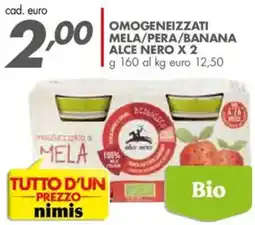 Italmark Omogeneizzati mela/pera/banana ALCE NERO X2 offerta
