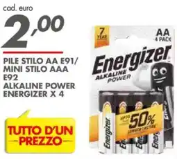 Italmark Pile stilo AA E91/ mini stilo AAA E92 alkaline power ENERGIZER X 4 offerta