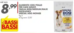 Italmark Alimento con pollo per cani adulti taglia mini/medium/maxi excellence special dog MONGE offerta