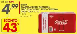 Italmark Bibita classica/zero zuccheri/ zero zuccheri e zero caffeina COCA COLA X 10 offerta