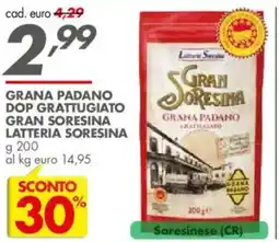 Italmark Grana padano dop grattugiato gran soresina LATTERIA SORESINA offerta