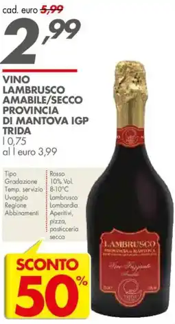 Italmark Vino lambrusco amabile/secco provincia di mantova IGP TRIDA offerta