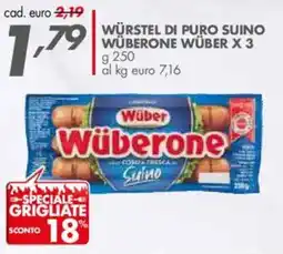 Italmark Würstel di puro suino wüberone WÜBER X 3 offerta