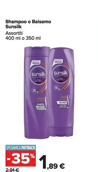 Carrefour Market Shampoo o balsamo assortiti 400 ml o 350 ml offerta
