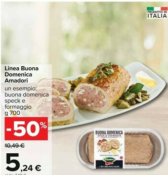 Carrefour Speck e formaggio saporito polpettone con carne di tacchino buona domenica 700 g(ml) offerta