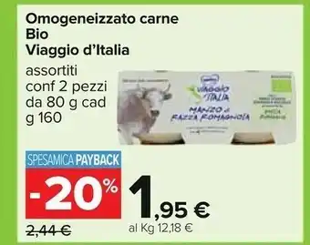 Carrefour Viaggio d'italia omogeneizzato carne offerta