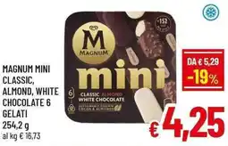 A&O Magnum mini classic, almond, white chocolate 6 gelati offerta
