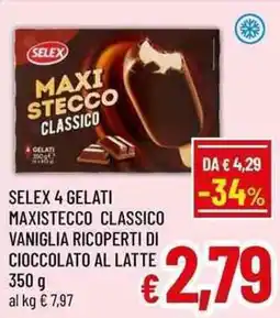 A&O Selex 4 gelati maxistecco classico vaniglia ricoperti di cioccolato al latte offerta