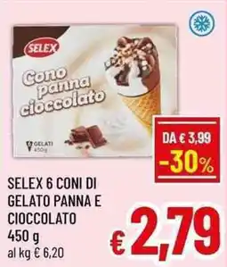 A&O Selex 6 coni di gelato panna e cioccolato offerta