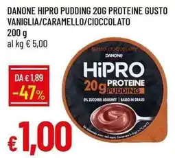 Galassia Danone hipro pudding 20g proteine gusto vaniglia/caramello/cioccolato offerta