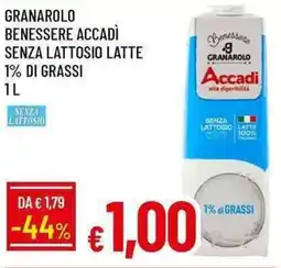 Galassia Granarolo benessere accadì senza lattosio latte 1% di grassi offerta