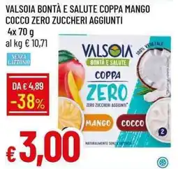 Galassia Valsoia bontà e salute coppa mango cocco zero zuccheri aggiunti offerta