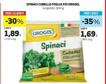 Coop Spinaci cubello foglia più i vegetali offerta