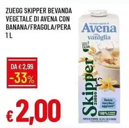 Galassia Zuegg skipper bevanda vegetale di avena con banana/fragola/pera offerta