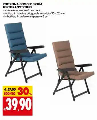 Tigros Poltrona Bomber Sicilia Tortora/Petrolio offerta