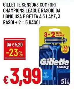 Galassia Gillette sensor3 comfort champions league rasoio da uomo usa e getta a 3 lame offerta