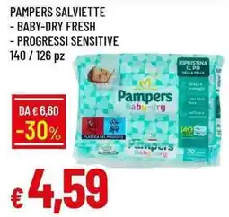Galassia Pampers salviette, baby-dry fresh, progressi sensitive offerta