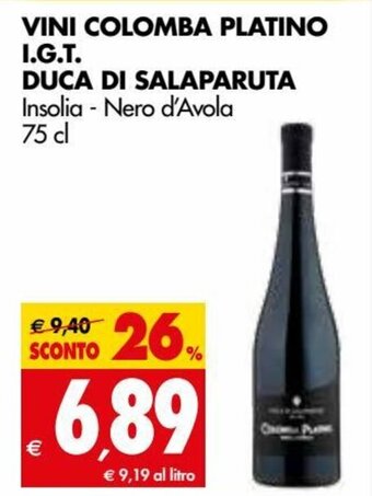 Tigros Duca di Salaparuta Vini Colombia Platino I.G.T. 75cl offerta