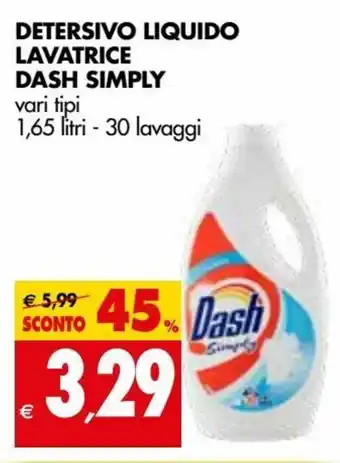 Tigros Dash Simply Detersivo Liquido Lavatrice 1,65 litri - 30 lavaggi offerta
