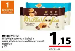 A&O MATILDE VICENZI Mille Voglie bocconcini di sfoglia crema al latte e cioccolato bianco, crema al cioccolato offerta