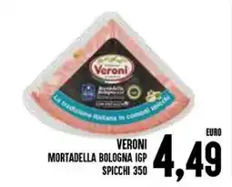 Al Discount Veroni mortadella bologna igp spicchi offerta