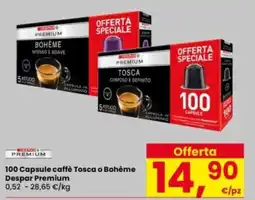 Interspar 100 Capsule caffè Tosca o Bohème Despar Premium offerta