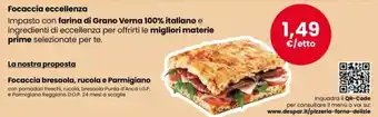 Focaccia bresaola, rucola e Parmigiano
