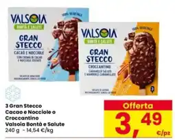 Interspar 3 Gran Stecco Cacao e Nocciole o Croccantino Valsoia Bontà e Salute offerta