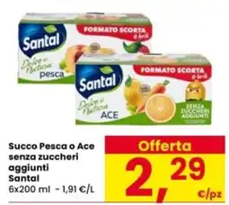 Interspar Succo Pesca o Ace senza zuccheri aggiunti Santal offerta