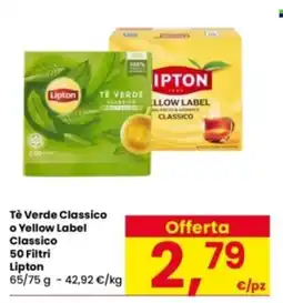 Interspar Tè Verde Classico o Yellow Label Classico 50 Filtri Lipton offerta