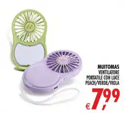 Deco Superstore Muitomas ventilatore portatile con luce peach/verde/viola offerta