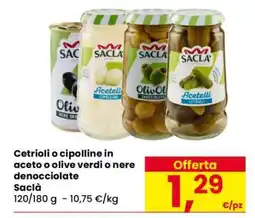 Eurospar Cetrioli o cipolline in aceto o olive verdi o nere denocciolate offerta