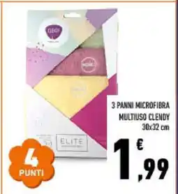 Conad 3 PANNI MICROFIBRA MULTIUSO CLENDY offerta
