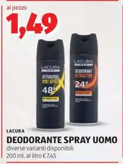 ALDI LACURA DEODORANTE SPRAY UOMO offerta