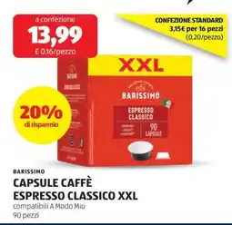 ALDI BARISSIMO CAPSULE CAFFÈ ESPRESSO CLASSICO XXL offerta