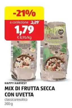 ALDI HAPPY HARVEST MIX DI FRUTTA SECCA CON UVETTA offerta