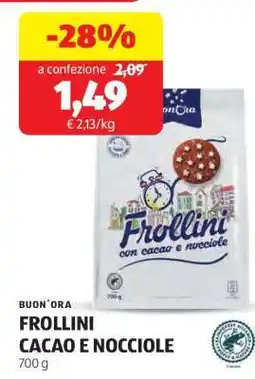 ALDI BUON'ORA FROLLINI CACAO E NOCCIOLE offerta