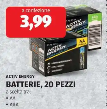 ALDI ACTIV ENERGY BATTERIE, 20 PEZZI offerta