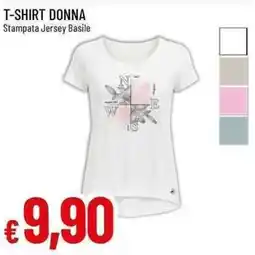 Galassia T-shirt donna stampata jersey basile offerta