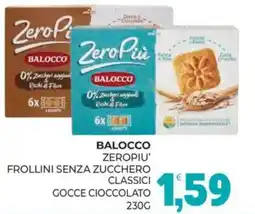 Eté Balocco zeropiu' frollini senza zucchero classici gocce cioccolato offerta