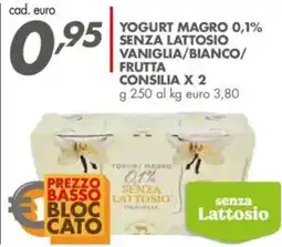 Italmark Yogurt magro 0,1% senza lattosio vaniglia/bianco/ frutta CONSILIA X 2 offerta
