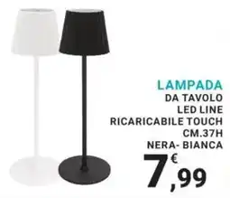 Eté Lampada da tavolo led line ricaricabile touch cm.37h nera-bianca offerta