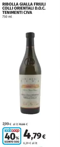 Coop Superstore Ribolla gialla friuli colli orientali D.O.C. TENIMENTI CIVA offerta