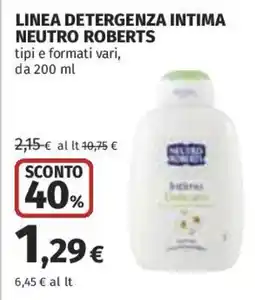 Coop Superstore Linea detergenza intima NEUTRO ROBERTS offerta