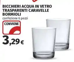 Coop Superstore Bicchieri acqua in vetro trasparenti caravelle BORMIOLI offerta